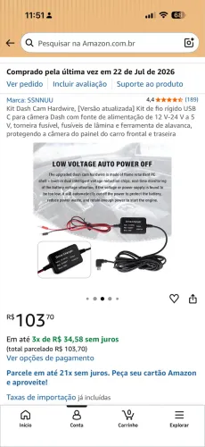 Kit Hardware para câmera automotiva (Dash Can)
