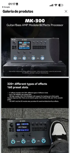 M-VAVE MK-300 Modelador de Amp e Efeitos para Guitarra e Baixo - Nova!