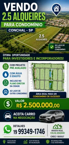 TERRA COM 2.5 ALQUEIRES PARA ONDOMINIO