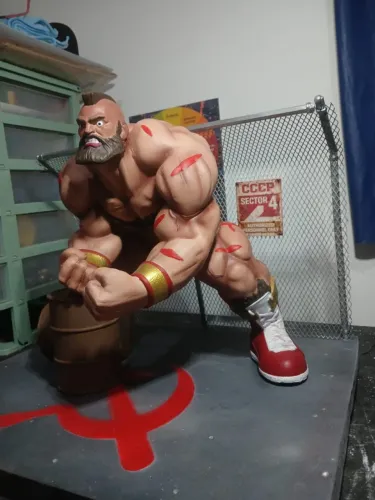 Diorama Street Fighter - Zangief | Peça Única Pintada à Mão