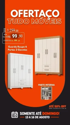 GUARDA-ROUPA COMPACTO | 6 PORTAS | 2 GAVETAS zap *