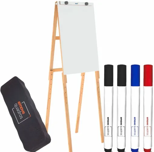 Flip chart Cavalete em madeira 87x56cm quadro branco 2 em 1 