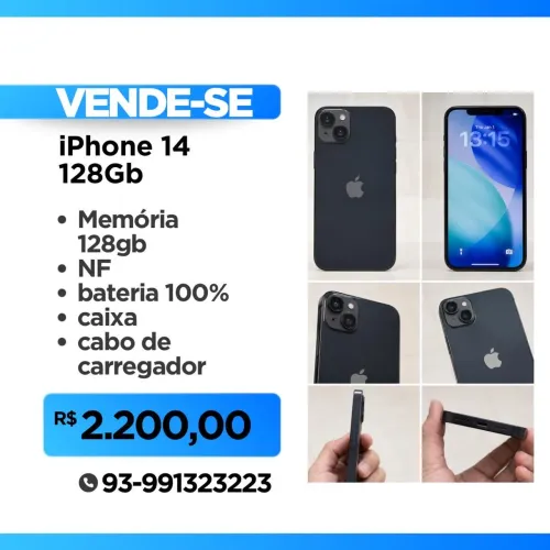 iPhone 14 128gb preto. 