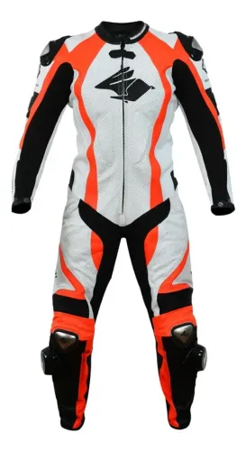 Macacão Couro Moto Titanium 1 Peça Racing Rabbit Energy
