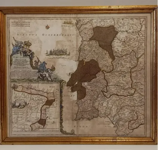 Mapa Antigo Portugalliae et Algarbiae J.B. Homann Circa 1720 Original