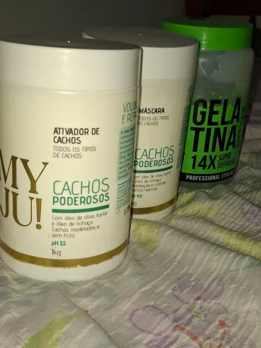 MÁSCARA 1K E ATIVADOR DE CACHOS 1K MY JU! (Marca profissional) e GELATINA SALO LINE 1K