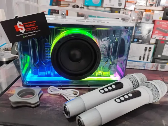 Caixa de som + 2 microfones - Store World