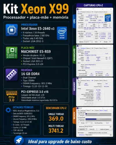 Kit Xeon X99 E5-2640 v3 8C/16T + 16GB DDR4 + Machinist RS9