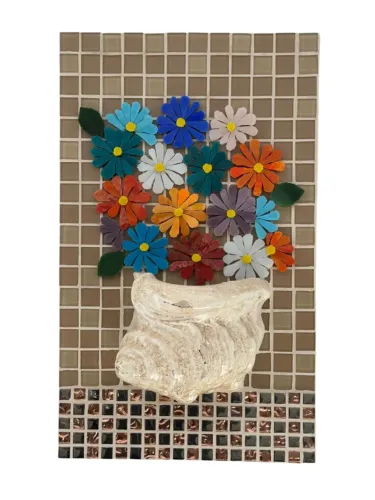 Quadro Mosaico (Flores na Concha)