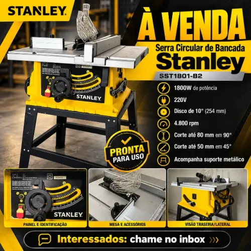 Serra Circular de Bancada Stanley 1800W 10? + Suporte
