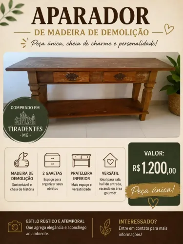 Aparador de madeira no estilo rústico 