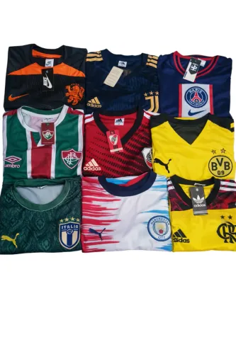 Kit 9 camisas de times de futebol internacional e brasileiro