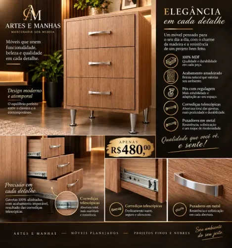 Gaveteiro 100% MDF