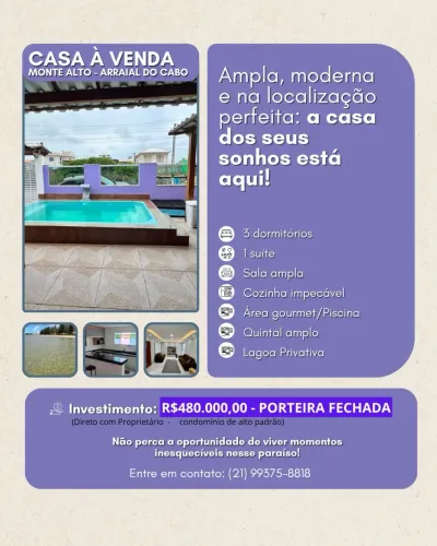 Linda Casa em Arraial com Área Gourmet e Móveis planejados 
