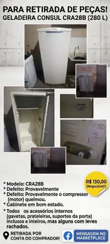 Geladeira para retirada de peças
