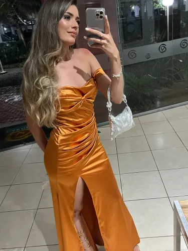 Vestido festa cetim 