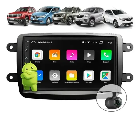 Multimídia Android Auto Carplay sem fio Duster Sandero Duster Kwid