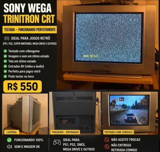 Sony Vega Trinitron 29 Retrô Games Filé 