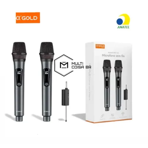 Microfone Sem Fio Profissional MCF-51 | 2 Microfones + Receptor | Alta Captação | Karaokê,