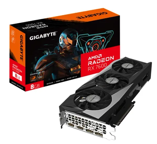 Gigabyte AMD Radeon RX 7600 Gaming OC, 8GB, GDDR6, FSR, Ray Tracing, Triple Fan