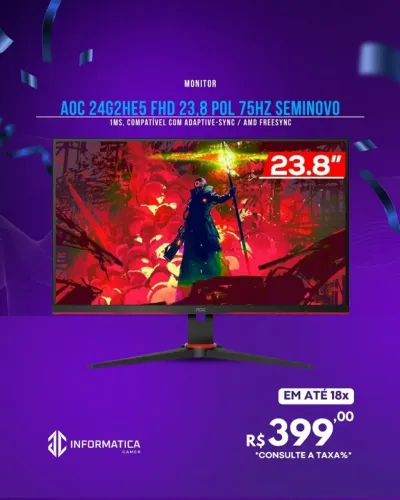 MONITOR AOC 24G2HE5 FHD 23,8 POL 75HZ SEMINOVO
