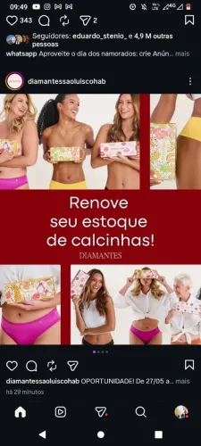Promoção de calcinhas Diamantes 