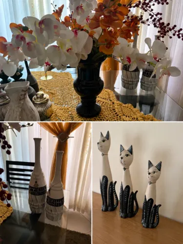Decorações diversas (Vasos, lustre, cerâmicas)