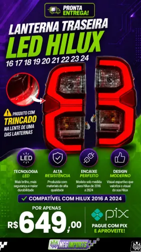 Par Lanternas Toyota Hilux 2017 até 2024
