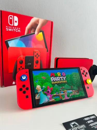 Nintendo Switch OLED Edição Especial Mário DESBLOQUEADO! (Aceito Cartão)