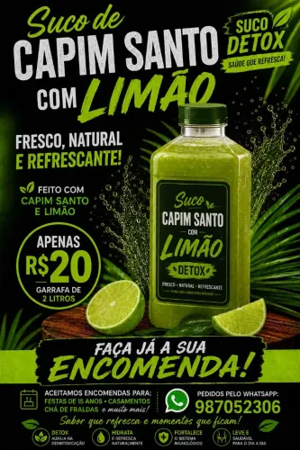 DETOX NATURAL CAPIM SANTO COM LIMÃO 