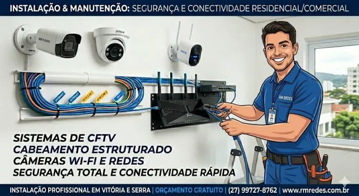 Segurança e Conectividade: Instalação de Câmeras, Wi-Fi e Cabeamento