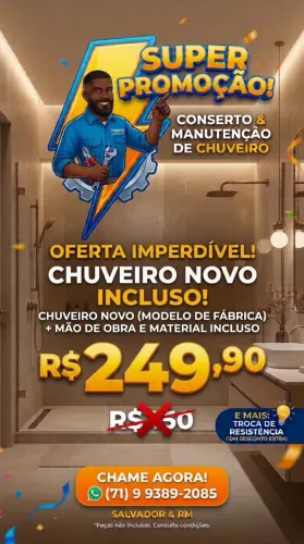 Chuveiro elétrico novo com instalação 249,90  faço também hidráulica vazamentos 