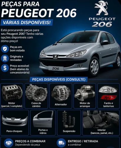 Pecas usadas peugeot 206 1.4 2008 em diante