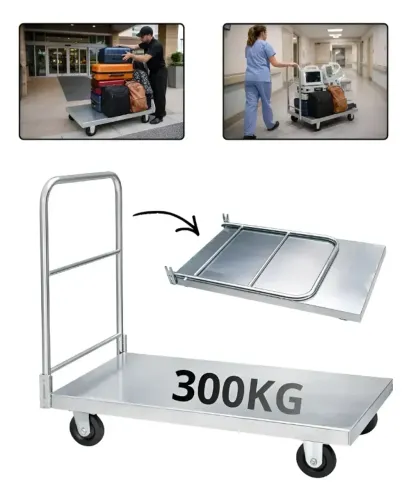 Carrinho Plataforma Carga Bagagens Suporta 300 Kg