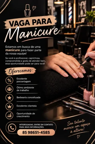 Vaga de Manicure em barbearia