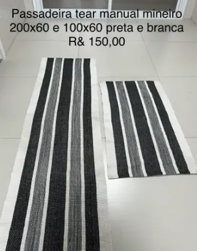 Passadeira 2 unidades preta e branca tear manual