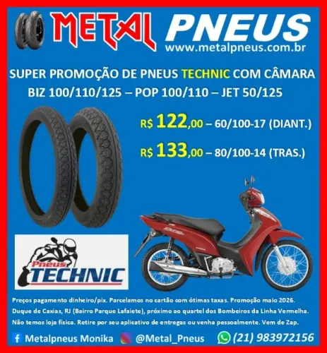 Pneus Technic Biz Pop Jet - Novos Com Garantia