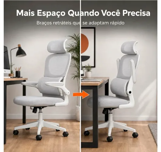Cadeira de Escritório Almirante C600 Mesh Reclinável Cinza