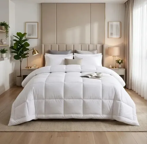 CONJUNTO DE EDREDON QUEEN BRANCO LINHA HOTELARIA 5 ESTRELAS