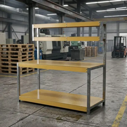 Mesa Bancada Industrial Metálica Reforçada Com Prateleira