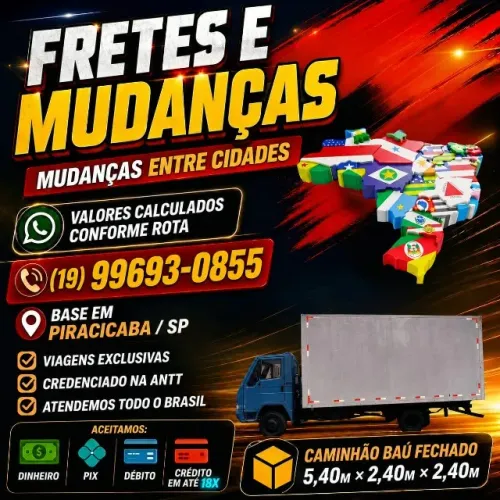 Fretes e Mudanças Piracicaba para todo o Brasil