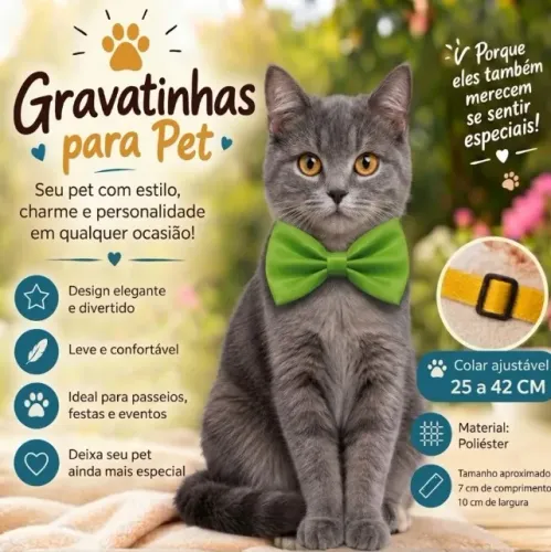 Gravata Gravatinha Borboleta na cor verde claro Para Pet Cão Cachorro Gato