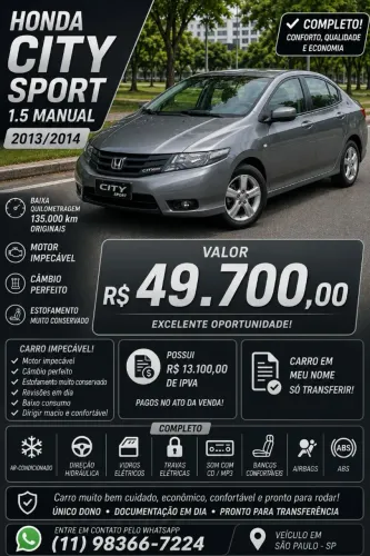 Honda City Sedan Sport 1.5 Flex 16V 4P Mec. 2014
