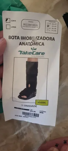 Bota Imobilizadora Curta Ortopédica Take Care - Tamanho P (32 a 35)