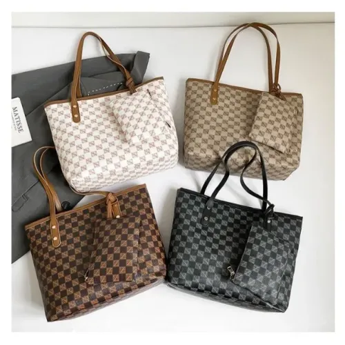 Bolsa de Ombro Axadrezado Casual Preta Feminina - Confecção Premium