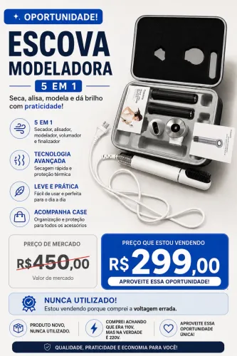 Escova Modeladora 5 em 1 - NOVA - 220V - R$ 299