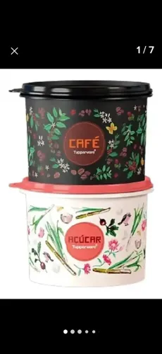 Kit café e açúcar floral tupperware par perfeito
