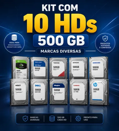 KIT 10 HDs 3.5 - 500 GB - Usados /Saúde OK
