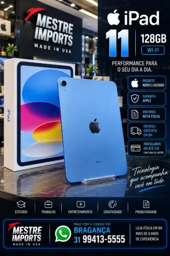 iPad 11 128GB Wi-Fi Azul Novo Lacrado Nota Fiscal