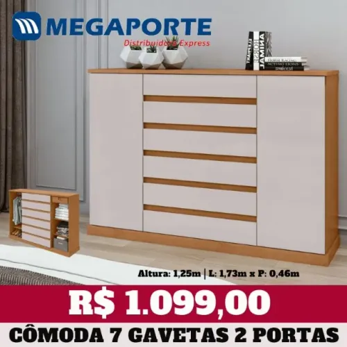 MEGA! Cômoda 7 Gavetas 2 Portas (Novo) Entrega Grátis! 
